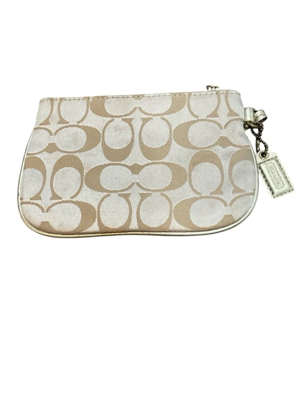 Coach Cream and Gold Signature Wristlet